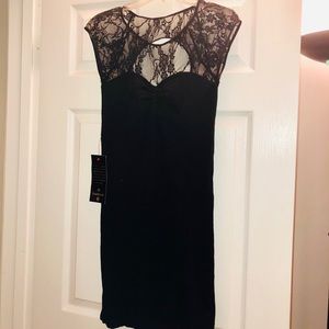 Bebe Women’s Long Black Lace Inset Dress